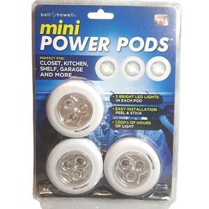 Bell Howell‎ 3 mini-Power Pods Stick Anywhere 1,000's Of Hours Of Light